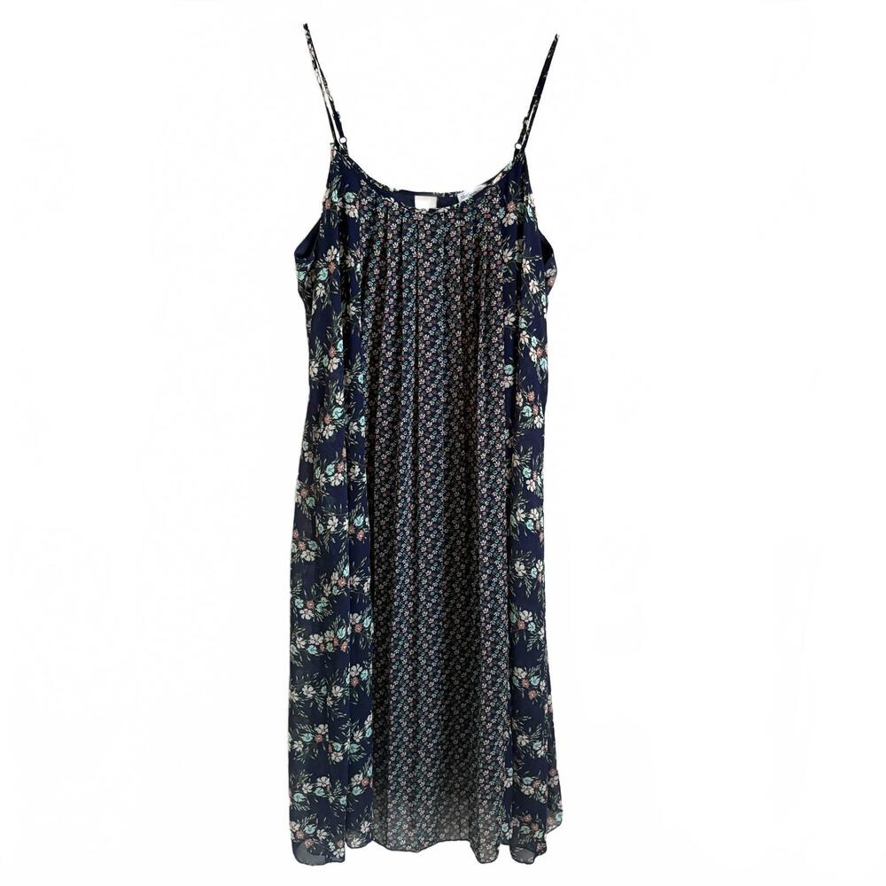 Motherhood Maternity | Strappy Maxi Dress Navy Blue Turquoise Pink Floral Size L